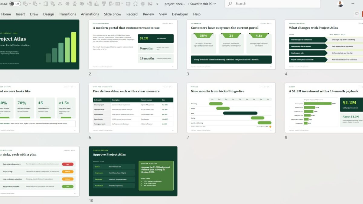 Modern Project Deck PowerPoint Presentation Design: 10 Professional Slide Ideas