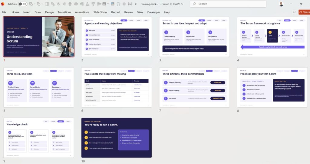 Training Deck PowerPoint Presentation: 10 Slide Design Ideas
