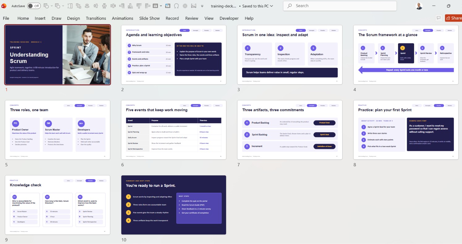 Training Deck PowerPoint Presentation: 10 Slide Design Ideas